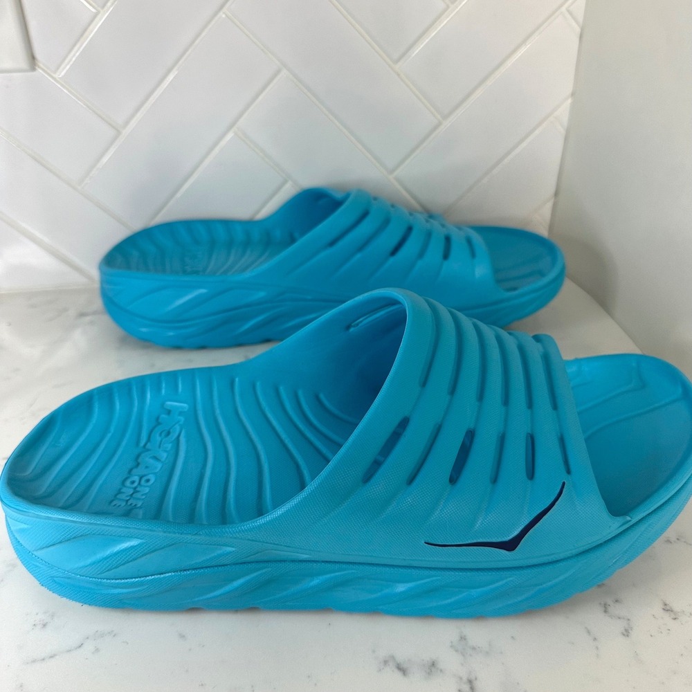 Hoka One One Ora Recovery Slide Scuba Blue Mens Size 10 Sandals - Picture 4 of 6